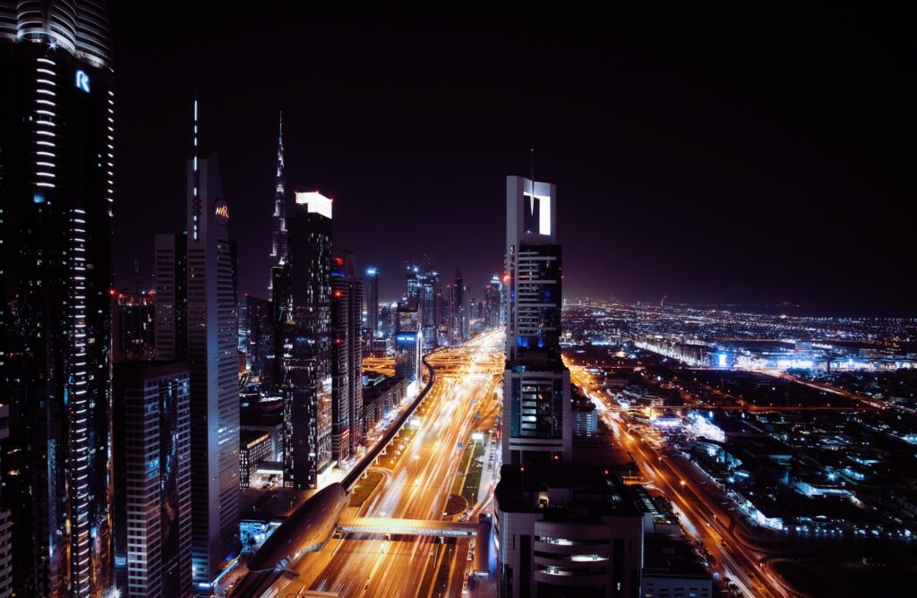night view of dubai